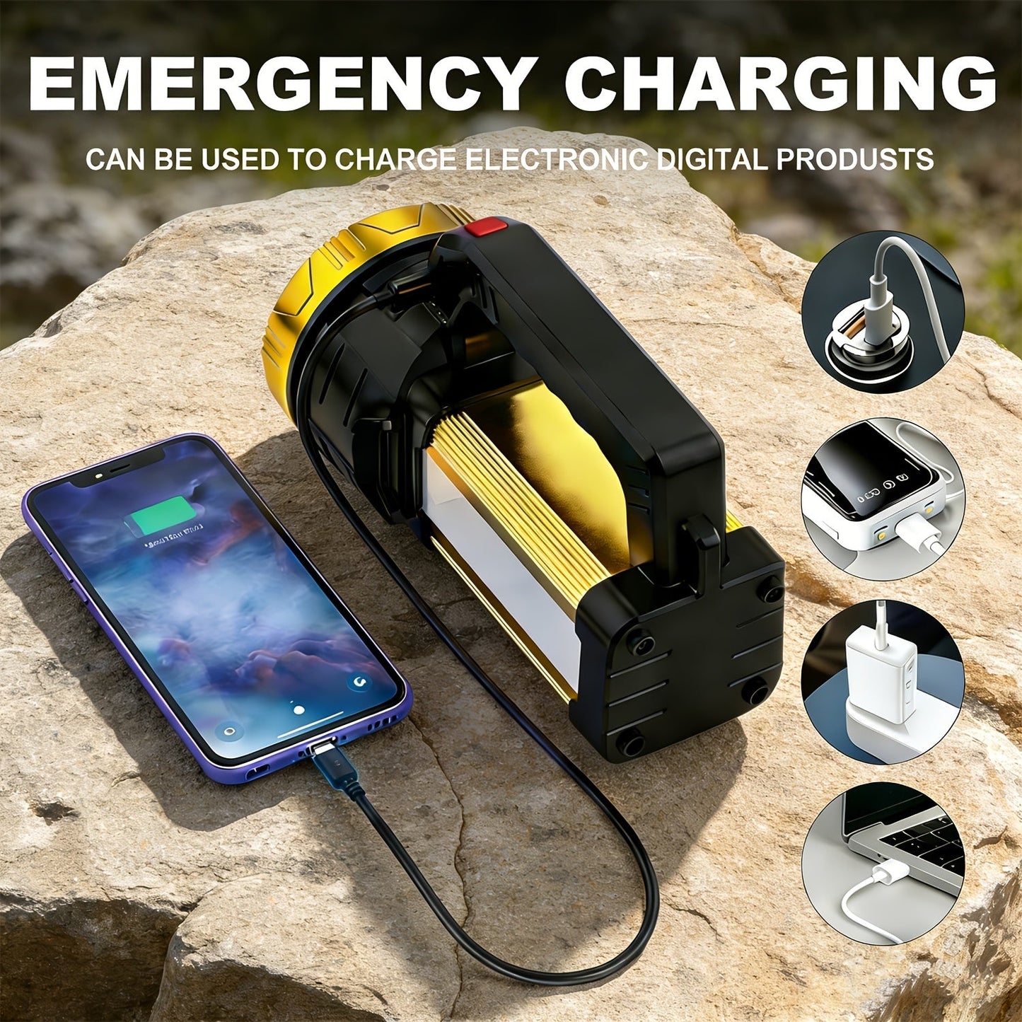 Zoomable LED Flashlight Rechargeable - 2000 Lumen High Power Torch, Adjustable Brightness, 2400mAh Battery, Super Bright Zoom Light for Camping, Fishing & Outdoor Activities