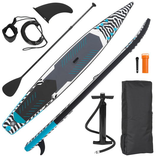 14ft Inflatable Racing Paddle Board SUP with Pump Adjustable Paddle & Backpack – 3D Non-Slip EVA Deck Ultra-Lightweight 23lbs Touring Stand Up Paddleboard for Youth Adults