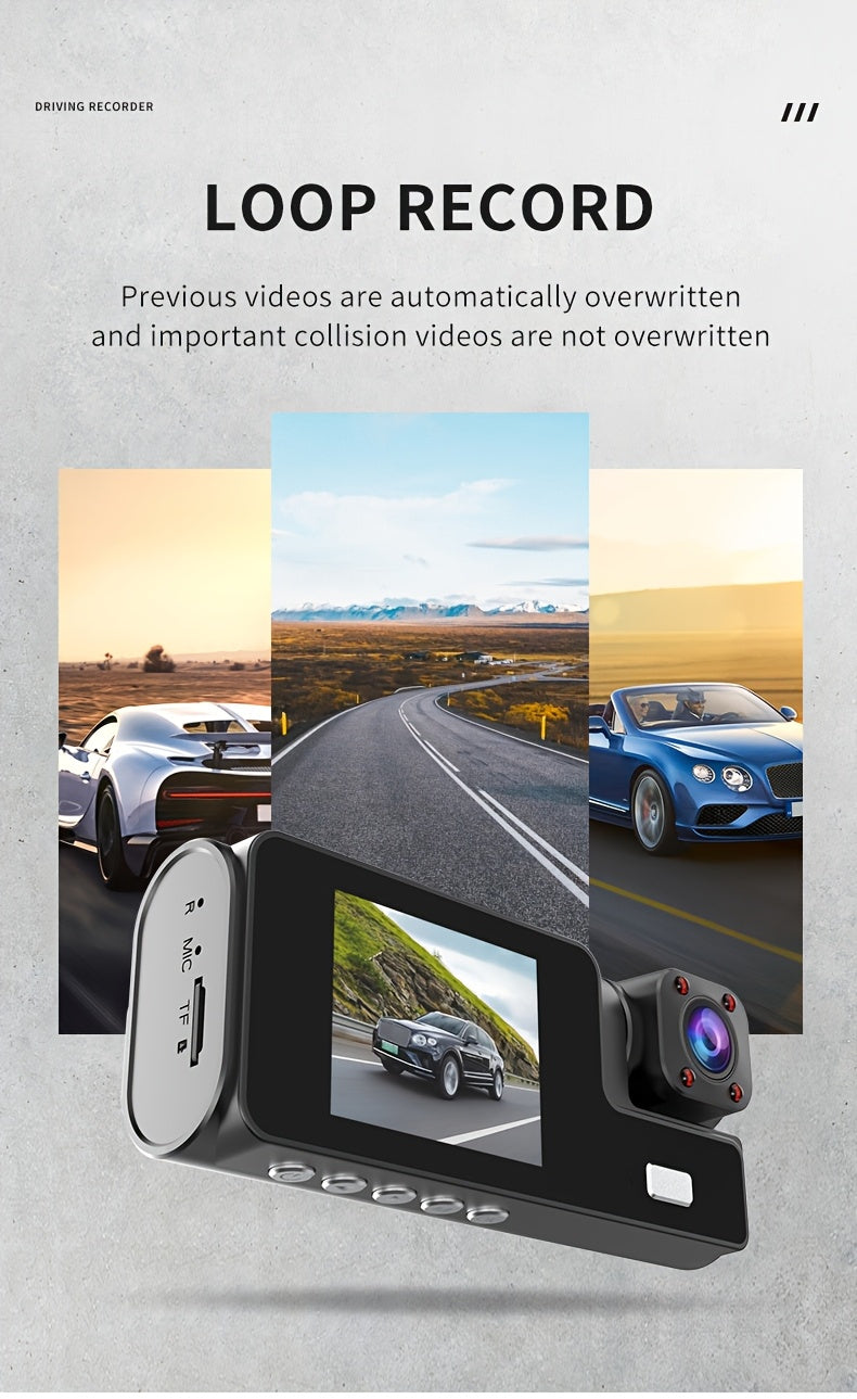 Front 4K And 4K Internal Plus 1080P Rear Free 32GB Memory Card, 3-Channel Driving Recorder, High-Definition Resolution, Ultra-Wide-Angle Reversing Vision, Real-Time Recording, with Airborne Black Box, High-Definition Night Vision, G Sensor
