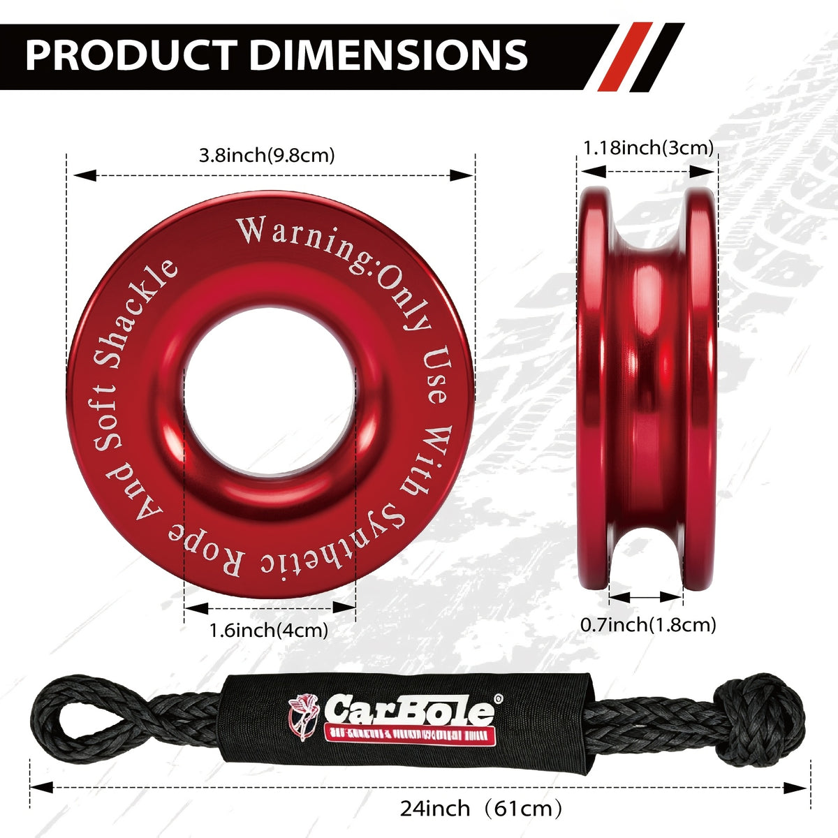 3-Pack Recovery Ring And Soft Shackle (1/2 Inch X 22 Inch) Kit for Synthetic Winch Rope for ATV UTV SUV Truck Off-Road Vehicle Recovery