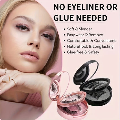 8-Pair Glue-Free Dual Magnetic False Eyelashes 3D Reusable Set — No Eyeliner Needed, Waterproof, Includes Applicator Clip, Natural Look for Daily Wear & Special Occasions