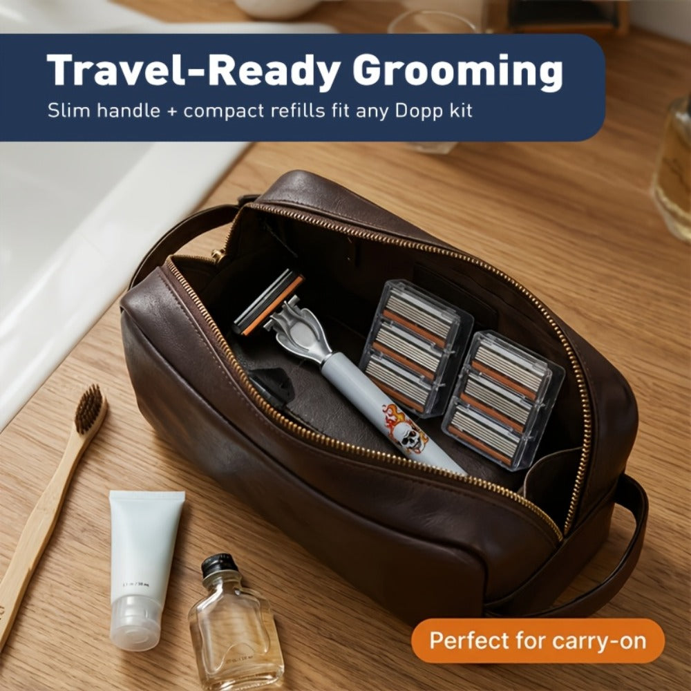 Men's Razor Set with Stainless Steel Replacement Blades - Reusable Handle & High-Capacity Blade Kit for Smooth Close Shave, Precision Grooming for Men, Multiple Bundle Options