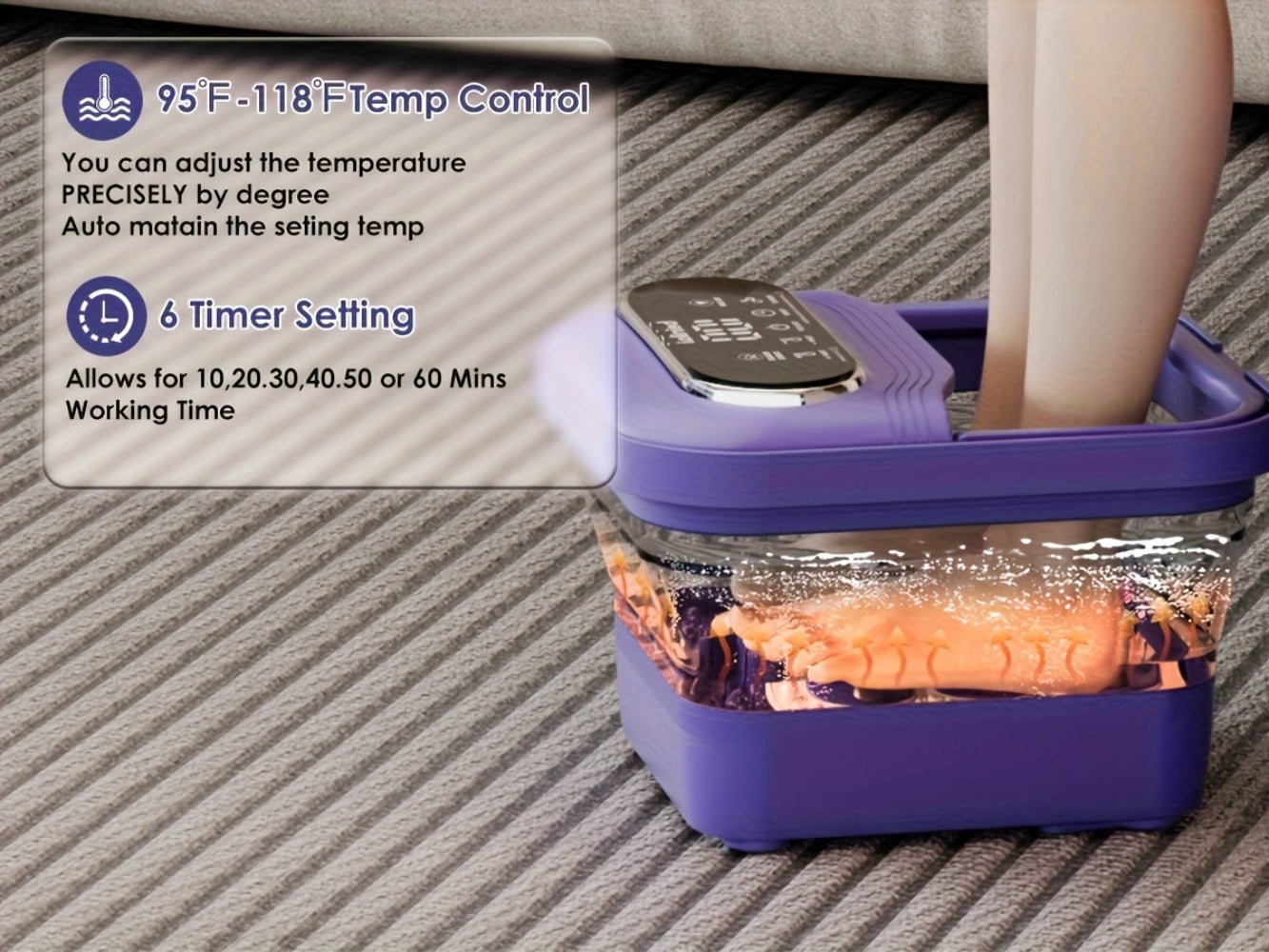 Foot Spa Bath Massager with Heat and Bubbles – Foldable Electric Foot Soak Tub with Automatic Heating, Bubble Massage, Relaxation Therapy for Home Use