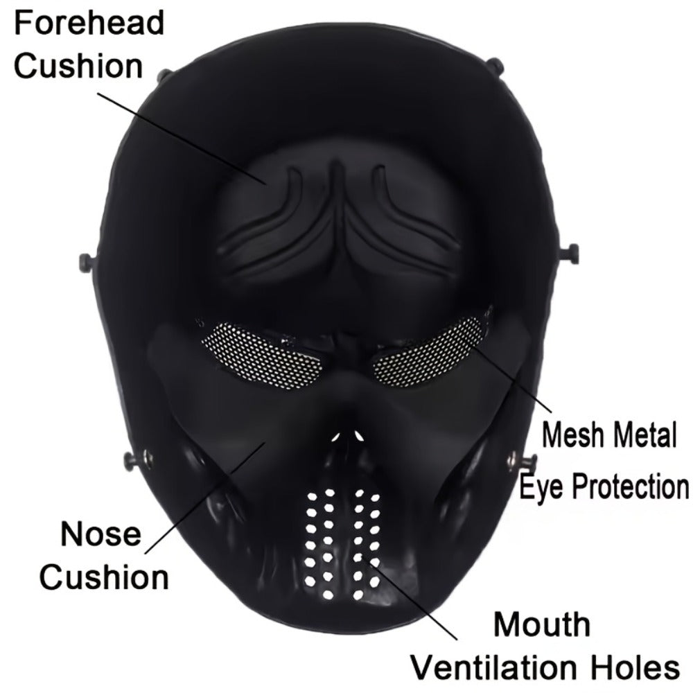 Skeleton Mask Halloween Costume Polyester Black White Camouflage Design for Adults Ages 18+ – Outdoor Cycling Cosplay Themed Party Role Play Accessory, Silvery Grey