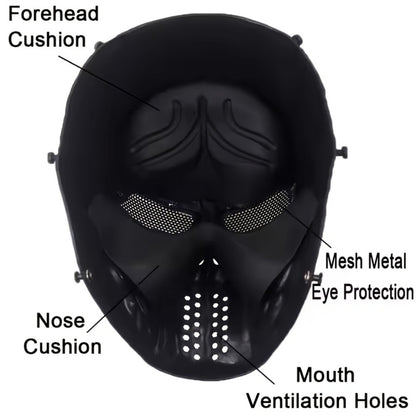 Skeleton Mask Halloween Costume Polyester Black White Camouflage Design for Adults Ages 18+ – Outdoor Cycling Cosplay Themed Party Role Play Accessory, Silvery Grey