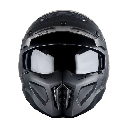 Convertible Motorcycle Helmet Full Face & Open Face 2-in-1 – Detachable Visor, Face Mask & Smoked Shield, Aerodynamic Thermoplastic Shell, Classic Style, Adult S/M/L/XL