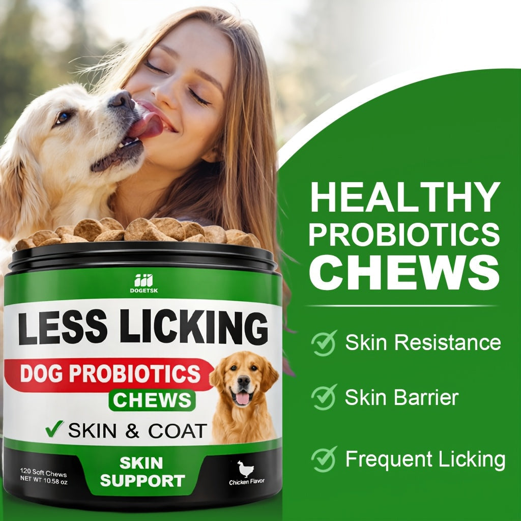 Dog Immune & Gut Support Chews 120ct – Chicken Flavor Soft Chews for Healthy Skin & Coat, Digestive Health & Immune Boost – Daily Wellness Supplement for All Breeds & Ages