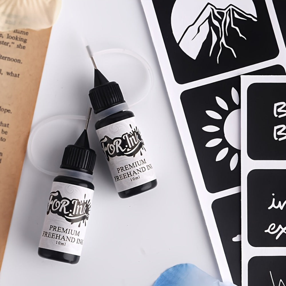 Semi-Permanent Tattoo Ink Set 8 Bottles — Waterproof Long-Lasting Paste Formula, Mixed Colors, Hollow Stencils Included, Body Art for Parties, Festivals, Halloween & Cosplay
