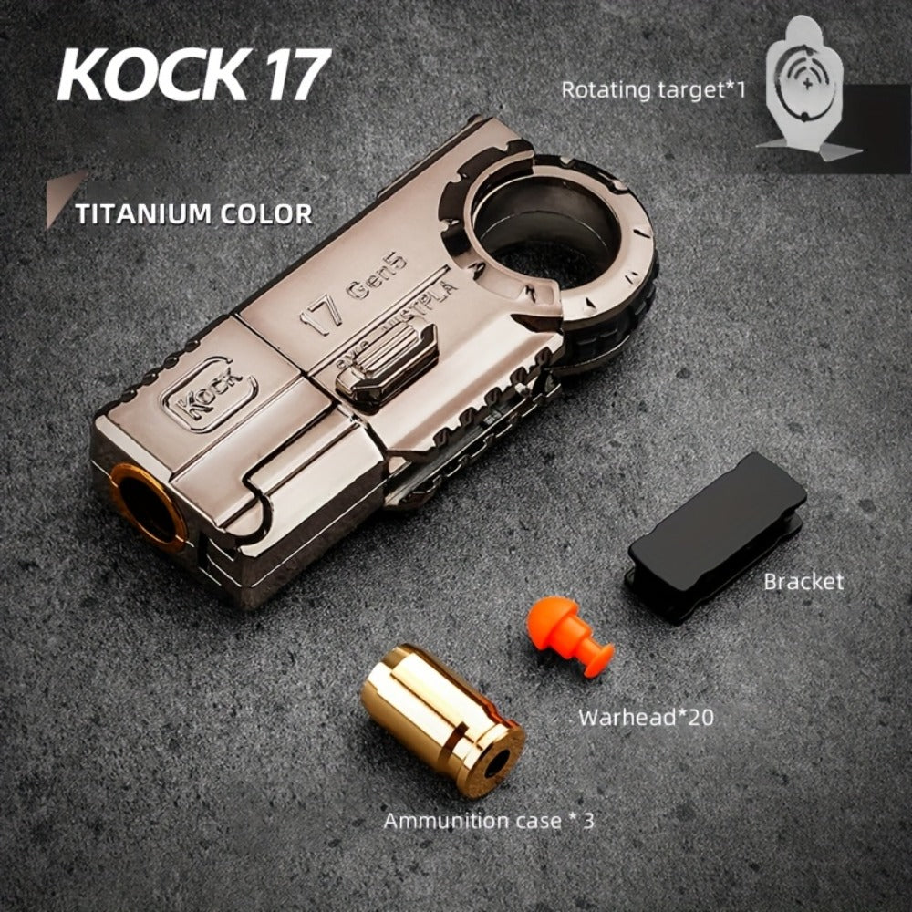 Alloy Finger Pistol Fidget Toy – One-Touch Cartridge Ejecting Stress Relief Desk Toy, Cool EDC Novelty Gift for Adults Men Teens, Fingertip Decompression Toy with Softball Launcher