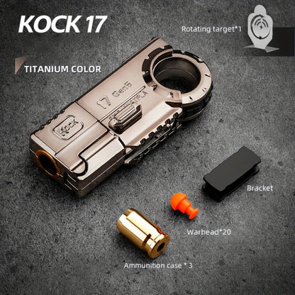 Alloy Finger Pistol Fidget Toy – One-Touch Cartridge Ejecting Stress Relief Desk Toy, Cool EDC Novelty Gift for Adults Men Teens, Fingertip Decompression Toy with Softball Launcher