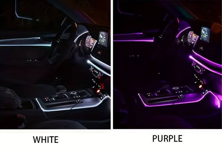 315-Inch 6-In-1 RGB Multi-Color Automotive LED Built-In Light Strip, Lighting Kit, Remote Control And APP Control, Automotive On-Board Plug-In LED Light Strip with Music Synchronization Mode, Battery-Free