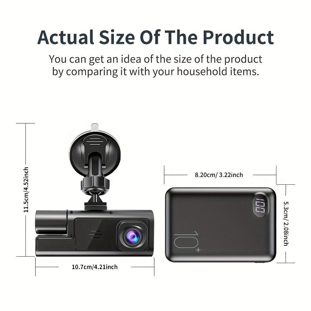 Dash Cam for Car FHD1080P 2 Channels Camera 360 Dash Cam Car DVR 170° Large Wide Angle Car Recorder Super Night Vision Loop Recording G-Sensor Tachograph Dashboard Camera