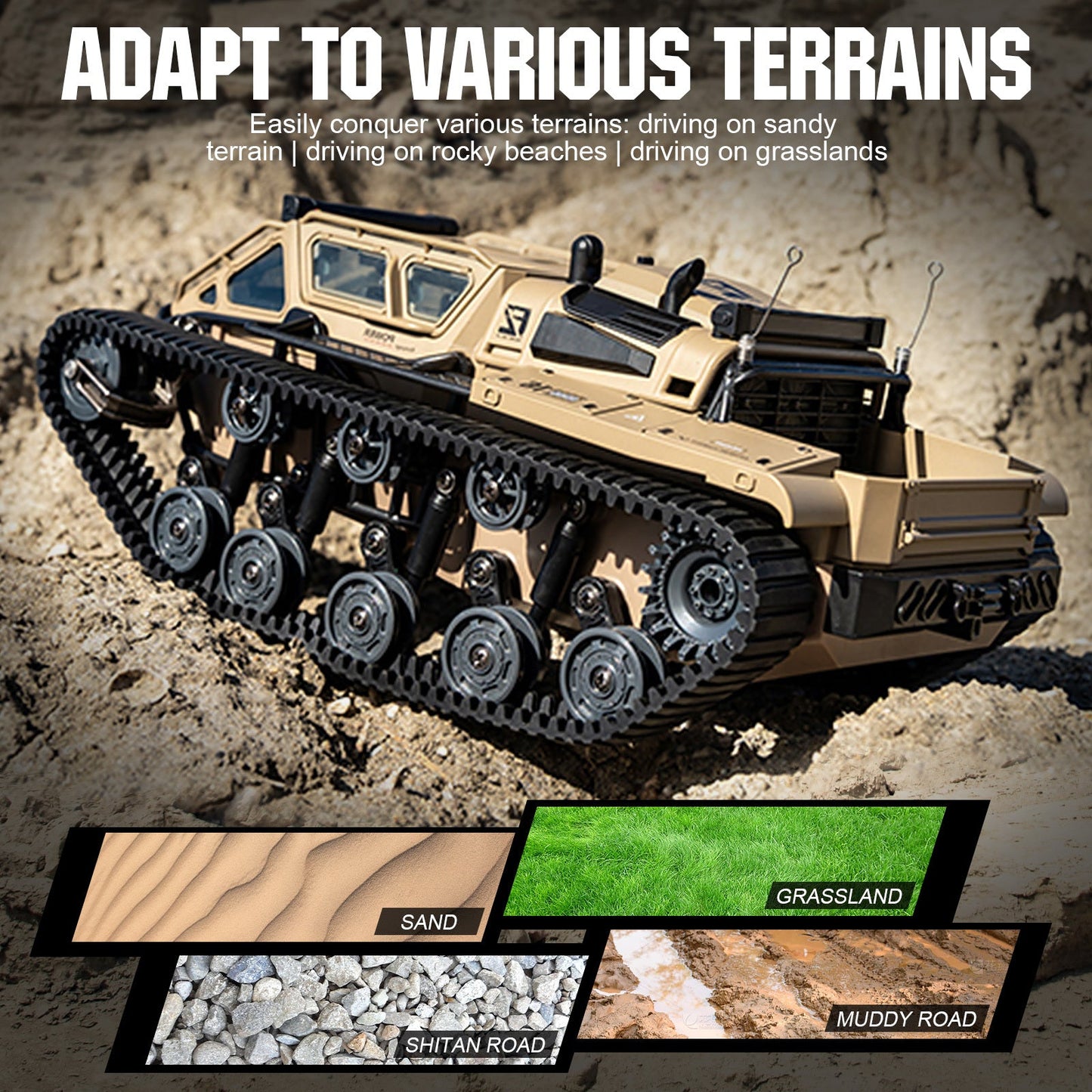 Full-Proportional RC Tracked Tank with LED Lights – Alloy Door Open Military War Vehicle All-Terrain Off-Road Remote Control Tank for Kids Adults, 1 or 2 Battery Options, Best Birthday Gift