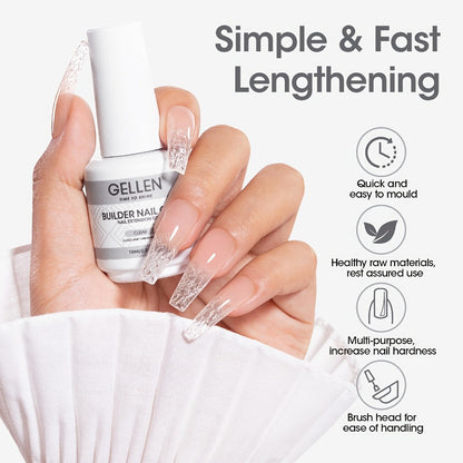 Hard Gel Nail Extension Builder Gel 7-in-1 Self-Leveling – 28+ Day Wear, LED UV Cured, 15ml, Clear Pink Nude Baby Pink Milky White, Acrylic Alternative for DIY Salon Manicure Women Nail Technicians