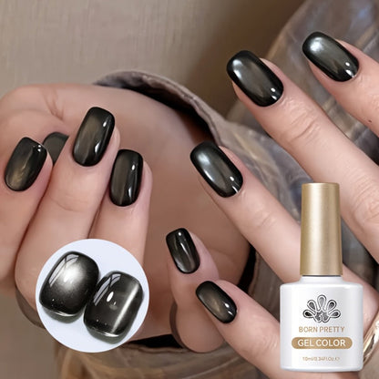 Black Cat Eye Magnetic Gel Nail Polish 10ml Glass Bead Iridescent Multicolor Shimmer – Soak-Off UV LED 30-Day Wear Shiny Line Effect, Salon Quality Nail Art for Women DIY Home Manicure