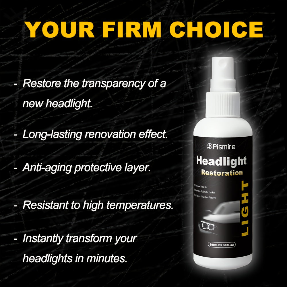 Headlight Restoration Kit | Advanced Ceramic Coating Car Headlight Restoration Fluid, No Polishing Or Sanding Required, Quickly Renovate Car Headlights, Car Headlight Maintenance, Restoration And Care Kit, Quickly Restore Car Headlights