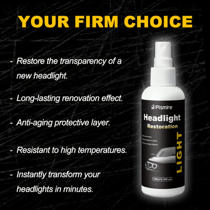 Headlight Restoration Kit Ceramic Coating Spray 100ml No Sanding No Polishing Required Quick Restore Yellowed Foggy Car Headlights DIY Headlight Repair Fluid