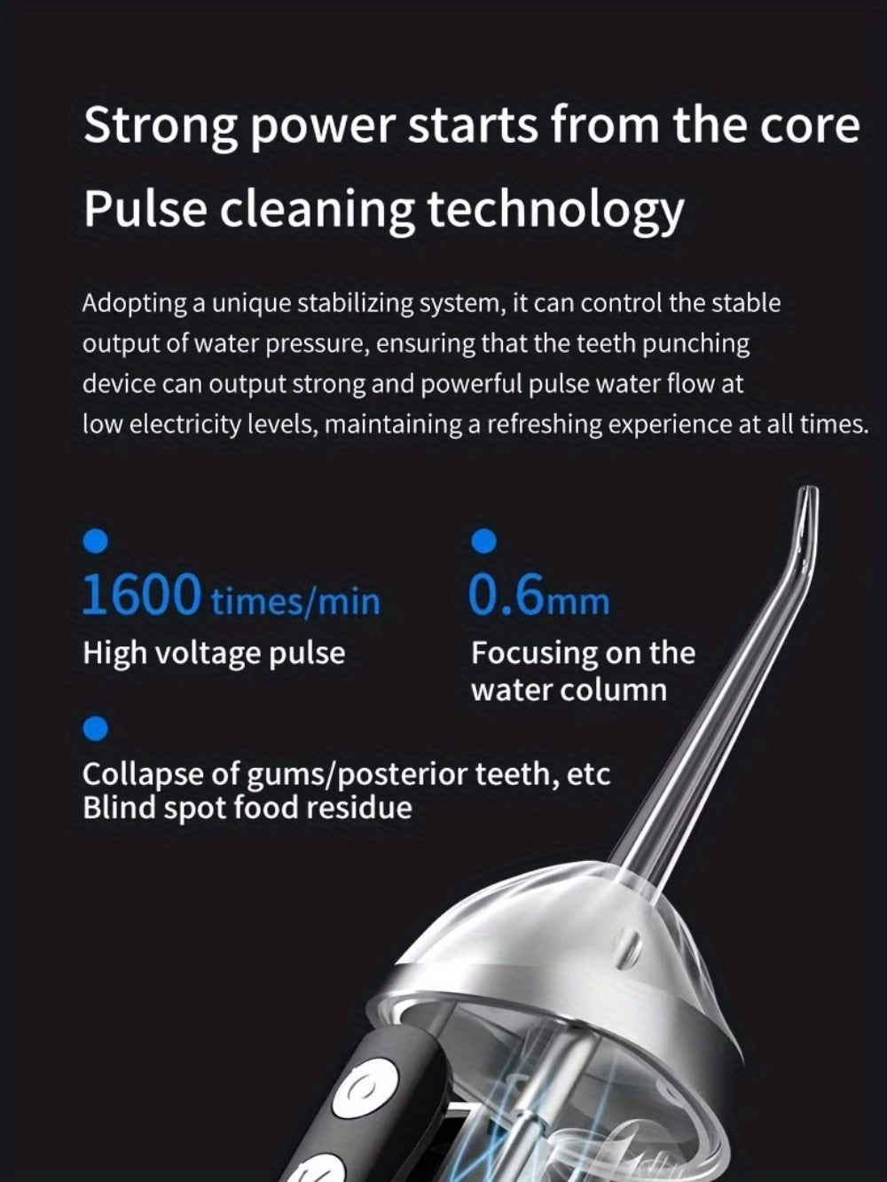 USB Rechargeable Water Flosser 3 Modes — Portable Oral Irrigator with Flosser Tips & Brush Head, Cordless Dental Water Pick for Travel, Home & Daily Gum Care, White Black Pink