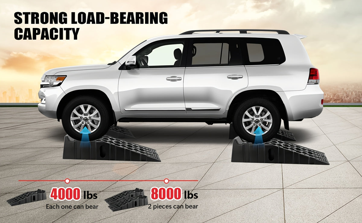 7Ton 5Ton Ramp Vehicle Ramp Pair - Ideal for Stress-Free Home Garage Maintenance - Reduces Slippage - Works with Low Clearance Vehicles - 16, 000lbs/10, 000lbs GVW Capacity - Extra-Wide Design
