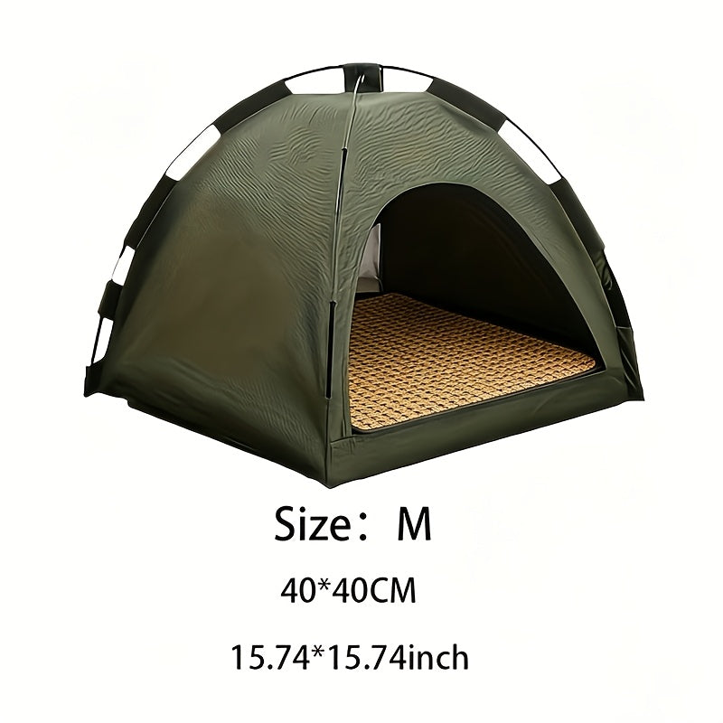 Portable Pet Tent Sleeping Nest for Cats & Dogs - Soft Cozy Foldable Pet House for Indoor Outdoor Camping Travel, Easy Assembly Solid Color Design, Ideal Pet Gift for Cats Dogs, Fern Green
