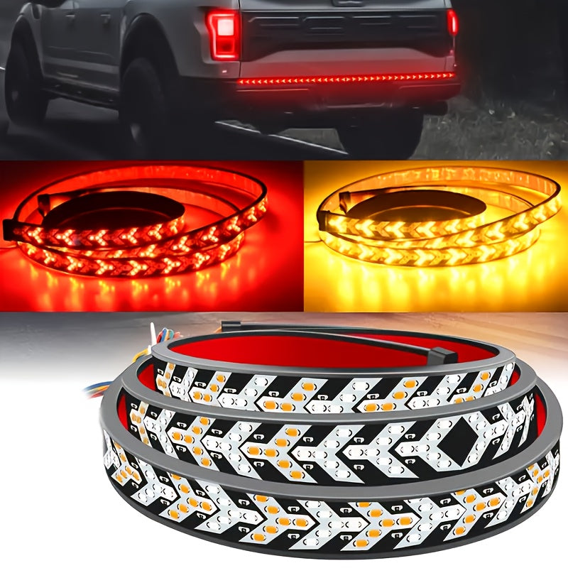 1pc, 60-Inch LED Tailgate Striped Light Designed for Trucks, Modern Vehicle Exterior Lighting, Featuring High Brightness Anti-Rear-End LED Light Bar, Fish Bone Arrowhead Lamp Suitable for Pickups And Suvs, Easy Installation Without Drilling