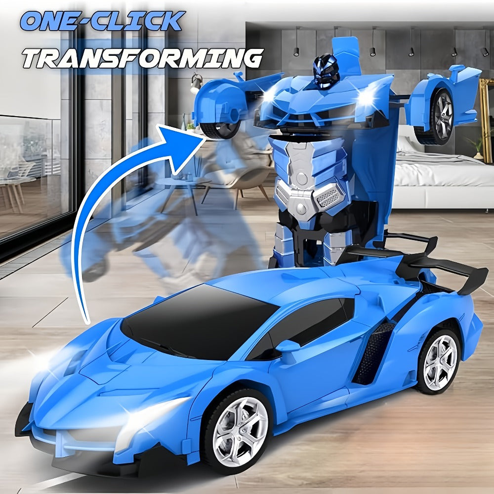 Transforming RC Robot Car for Kids 2.4GHz – One-Button Deformation Stunt Car 360 Drift LED Lights, Remote Control Toy Gift for Boys Ages 3 4 5 6 7 Birthday Easter Christmas (Red/Blue/Yellow)