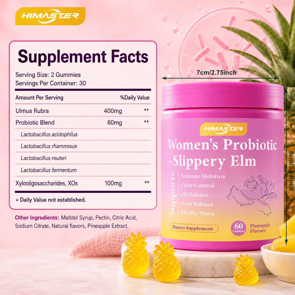 Women's Probiotic Gummies 60-Count for Vaginal Health pH Balance Feminine Wellness Gut Health & Immune Support — All-in-One Daily Feminine Probiotic Supplement Hawaiian Pineapple Flavor for Active Women