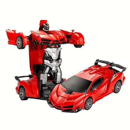 Robot Deformation Car for Kids 1:18 Blue & Red – One-Button Transform Remote Control Stunt Vehicle, 360° Rotating Drift RC Toy for Boys & Girls Ages 3 4 5 6, Birthday Children's Day Christmas Gift