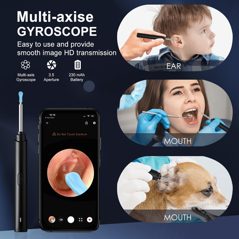 Visual Ear Pick Set 7-Piece Earwax Removal Tool with Camera and Light – Ear Pick Covers Included, Compatible with All Smartphones, Safe Home Ear Cleaning Kit for Adults