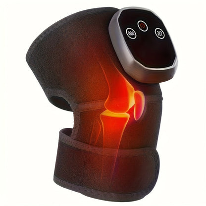 Heating Knee Massager 3-in-1 Wireless Vibrating Knee Brace - Electric Heating Pad with Vibration Massage for Knee, Shoulder & Elbow Pain Relief, Universal Fit, Gray