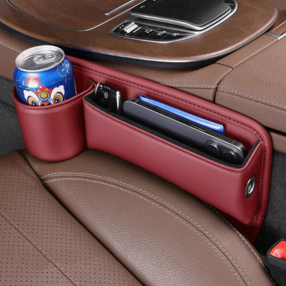 Car Seat Gap Organizer PU Leather – Side Filler Storage Box with Phone, Card, Key & Cup Holder, Non-Slip, Universal Fit, Front Seat Gap Pocket, 1pc or 2pc Set