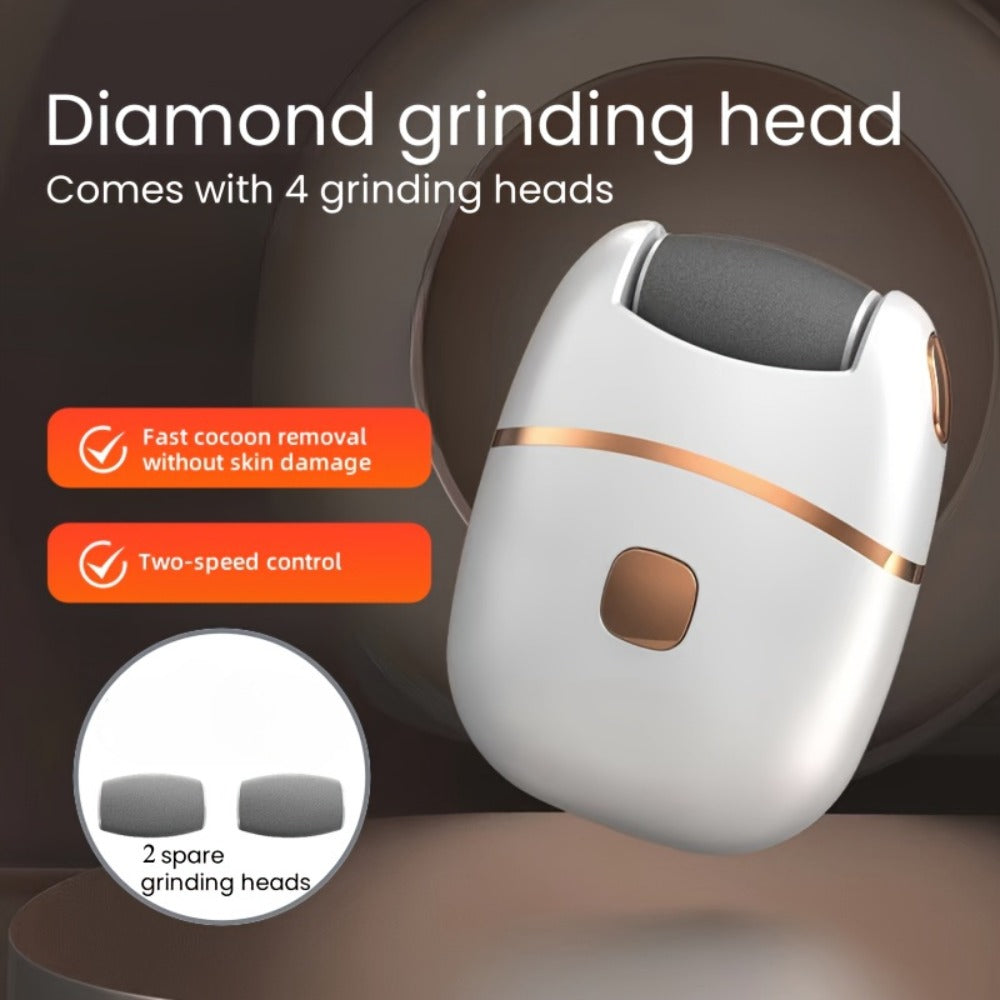Electric Foot Scrubber Callus Remover 4 Polishing Heads Rechargeable — Automatic Dead Skin Remover Pedicure Tool for Smooth Soft Feet Heel Exfoliator, Home & Travel Foot Care for Women Men Adults