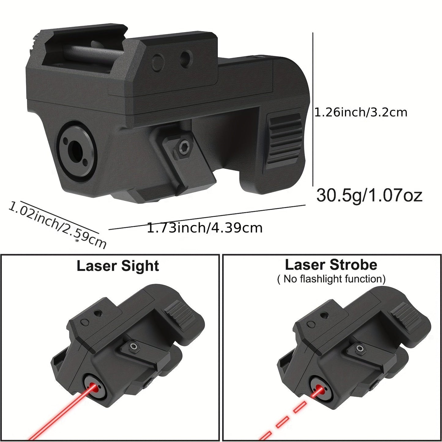 Picatinny Rail Laser Sight USB Rechargeable Red Dot with Strobe Mode, Class IIIA