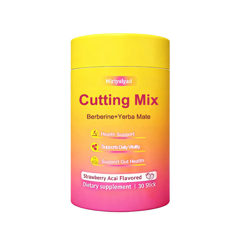 Berberine Supplement Sticks with Yerba Mate — Strawberry Acai Flavor Vegan Cutting Mix | Natural Metabolism Blood Sugar & Energy Support | Gluten-Free Dairy-Free | 30 Stick Packs Per Bottle