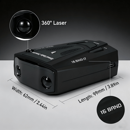 Automotive Radar Detector, V7 Upgraded Chip with 360° Signal Reception, City/Highway Switchable Mode, Compact Design for All Vehicles