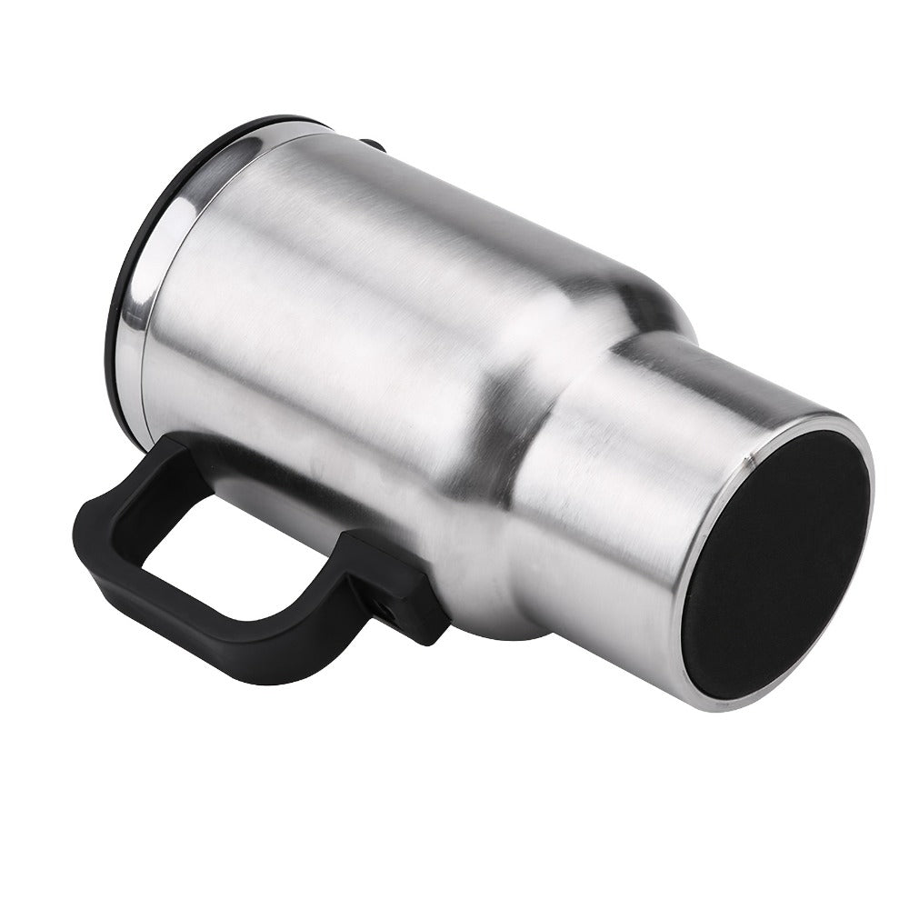 12V Car Electric Heating Travel Mug 450ml, Stainless Steel Car Electric Kettle with Cigarette Lighter Plug, 65°C Keep Warm Coffee Mug Heater for Road Trip Camping