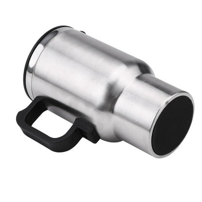 12V Car Electric Heating Travel Mug 450ml, Stainless Steel Car Electric Kettle with Cigarette Lighter Plug, 65°C Keep Warm Coffee Mug Heater for Road Trip Camping