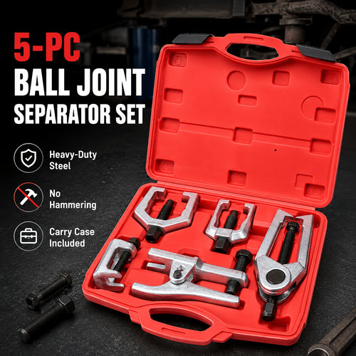 5pcs Ball Joint Separator Set Toolset Tierod/Pitman Arm Remover Tool Forged Chrome Steel Non-Marring Design Truck/SUV/Car Repair, Men Gifts