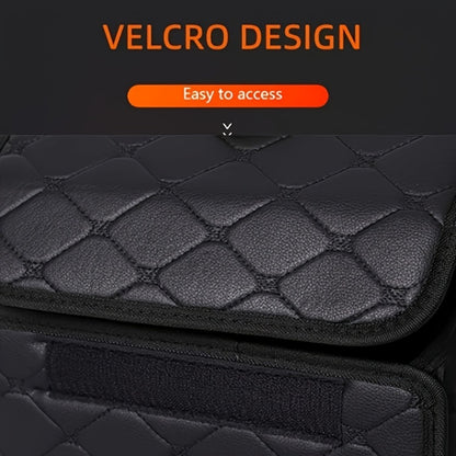 Car Trunk Storage Box Foldable Faux Leather Organizer – High-Capacity 30L/35L Vehicle Cargo Box, Multi-Pocket Space-Saving Trunk Organizer for Women, Daily Use & Road Trips