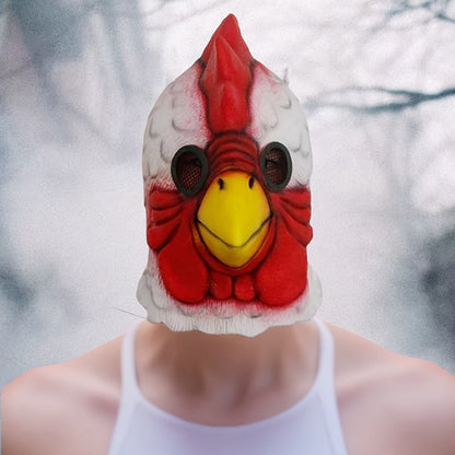 Rooster Latex Halloween Mask Full Head – Funny Chicken Animal Costume Mask with Realistic Combs & Wattle for Halloween Parties, Carnivals, Cosplay & Themed Events, One Size Fits Most Adults, Humorous Gift
