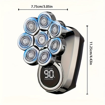 9D Floating Head Electric Razor for Bald Men 5-in-1 Grooming Kit Beard Trimmer Nose Hair Trimmer Facial Cleanser Body Groomer USB Rechargeable Cordless Shaver for Home Travel