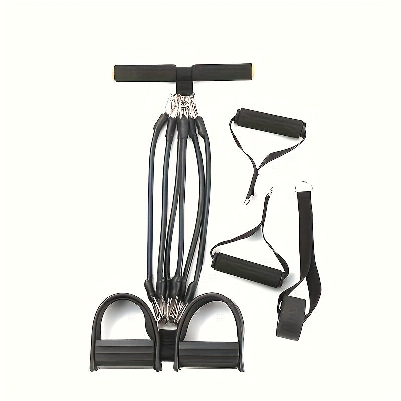 Resistance Band Foot Pedal Puller – TPE Stackable Exercise Bands for Sit-Ups, Leg & Ab Workouts, Adjustable Strap, 50 / 100 / 150 lb Options, Home Gym Strength Training for Men & Women, Black