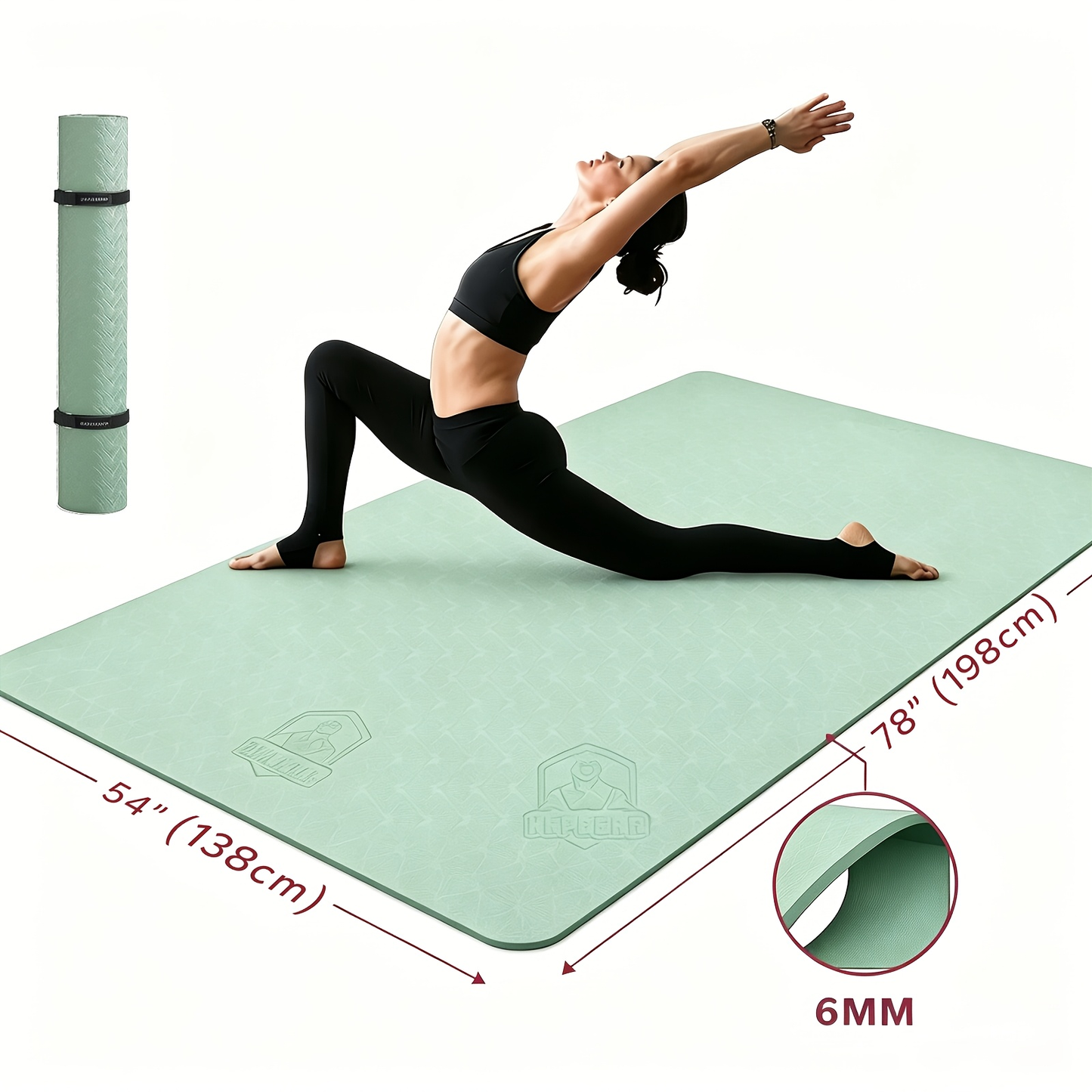 Extra Large Yoga Mat 6mm Thick – Non-Slip TPE Dual-Side Exercise Mat with Carry Bag for Yoga, Pilates, Stretching & Home Workouts – Multiple Sizes & Colors