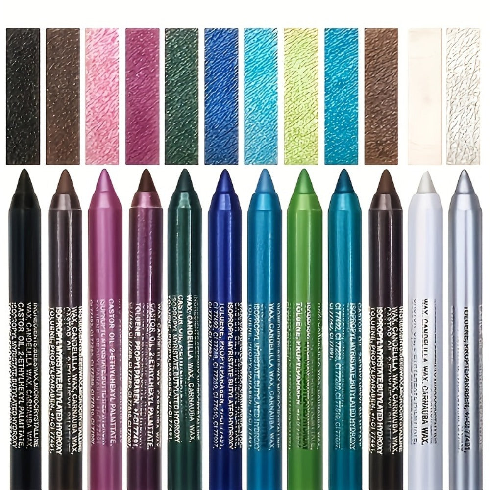 Squalane 2-in-1 Eyeliner & Eye Shadow Pen Set 12 Pcs – Waterproof Sweat-Resistant Long Lasting Multicolor Eye Makeup Kit with Pencil Sharpener, Perfect Gift for Women