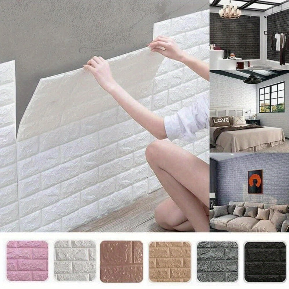 3D Peel and Stick Wood Grain Wallpaper Panels 50/100pcs - Self-Adhesive Waterproof PVC Foam Wall Tiles, Anti-Collision Textured Wall Decor for Bedroom Living Room Kitchen DIY Renovation Cut-to-Fit