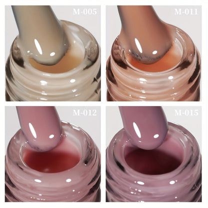 Jelly Gel Nail Polish Set 4pcs Nude Icy Translucent - Semi-Permanent LED Cured Long Lasting Glossy DIY Home Manicure Nail Art Kit 0.51oz