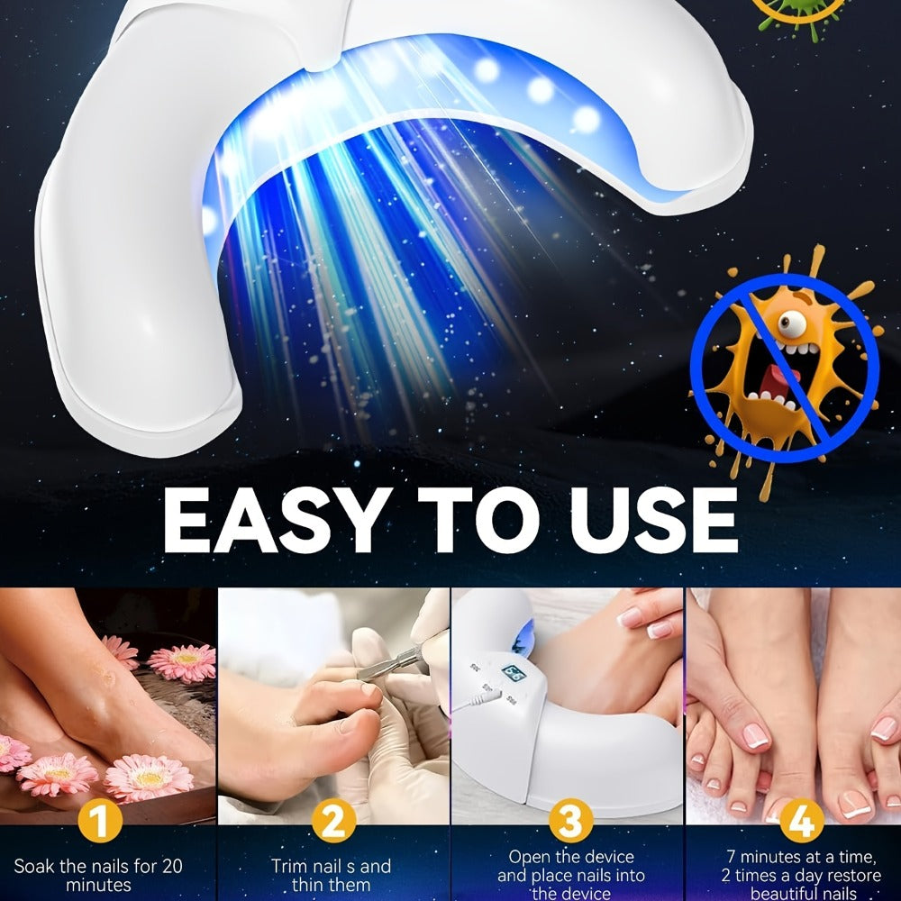 Nail Fungus Treatment Device – FDA Cleared Light Therapy for Toenails & Fingernails, Foldable Laser Nail Cleaning Device for Discolored & Thickened Nails, At-Home Nail Care Gift