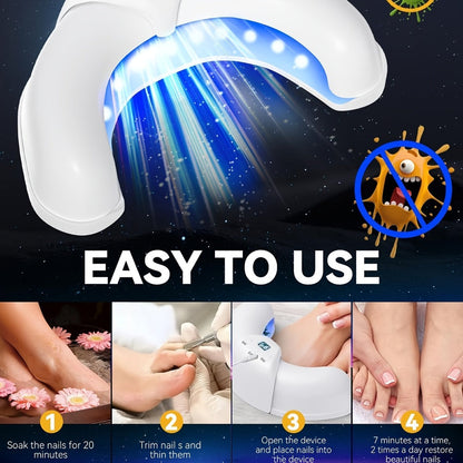 Nail Fungus Treatment Device – FDA Cleared Light Therapy for Toenails & Fingernails, Foldable Laser Nail Cleaning Device for Discolored & Thickened Nails, At-Home Nail Care Gift