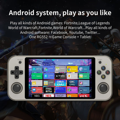 Anbernic RG552 Handheld Game Console Dual OS Android Linux Retro Emulator 5.36-Inch IPS 1920x1152 RK3399 4GB RAM HDMI USB 3.0 Active Cooling