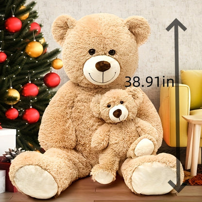 Mommy and Baby Teddy Bear Set – Giant Light Brown Plush Stuffed Animal Duo Heartwarming Gift for Kids Girlfriend Mom, Mother's Day Valentine's Day Christmas Baby Shower Birthday